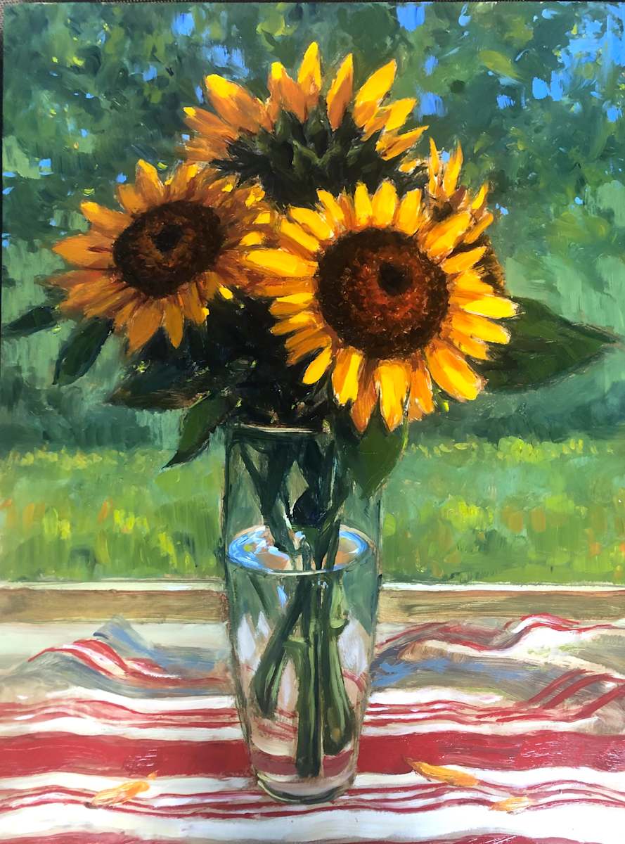 Three Sunflowers by Laurie Maher 