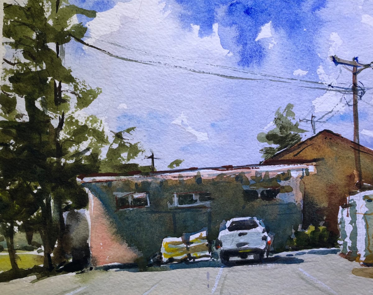 Parking Lot Near Railroad Tracks 