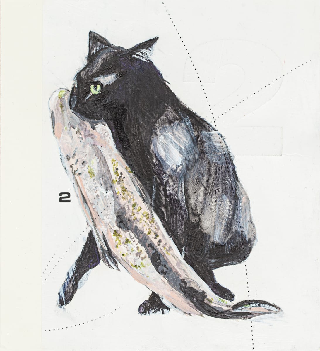 cat with fish 