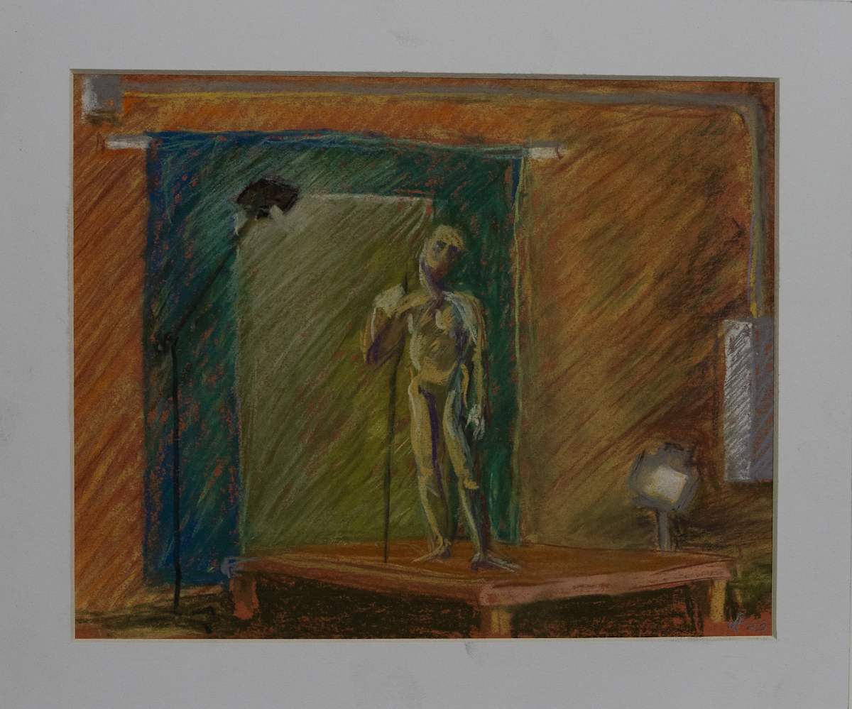 Model Behavior by Don Leverich  Image: The model strikes a dejected pose under the bright lights.