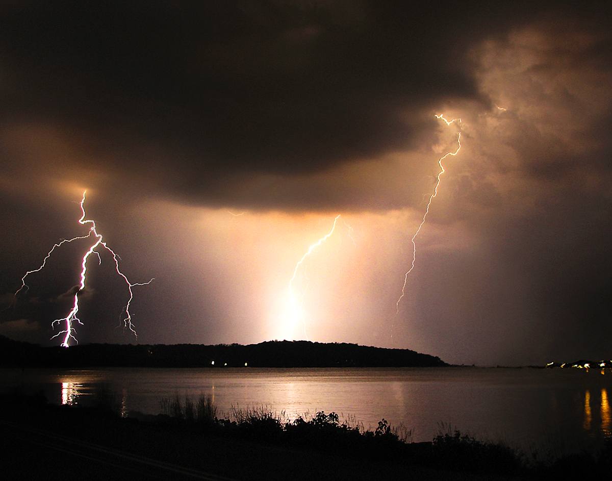 Lightning Fantasy by Don Leverich  Image: Photos of three bolts seconds apart combined for this unique collage.