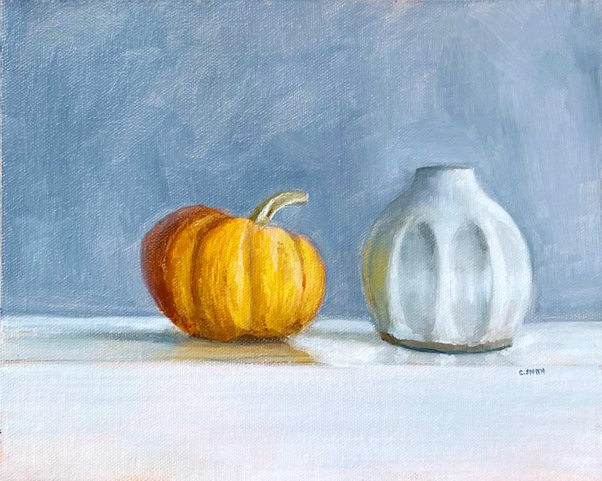 A squash and a pot by Cath Smith 