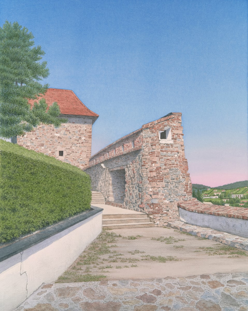 Nitra Castle, Northwest View  Image: Limited edition Professional Art Prints of this work are available for purchase 