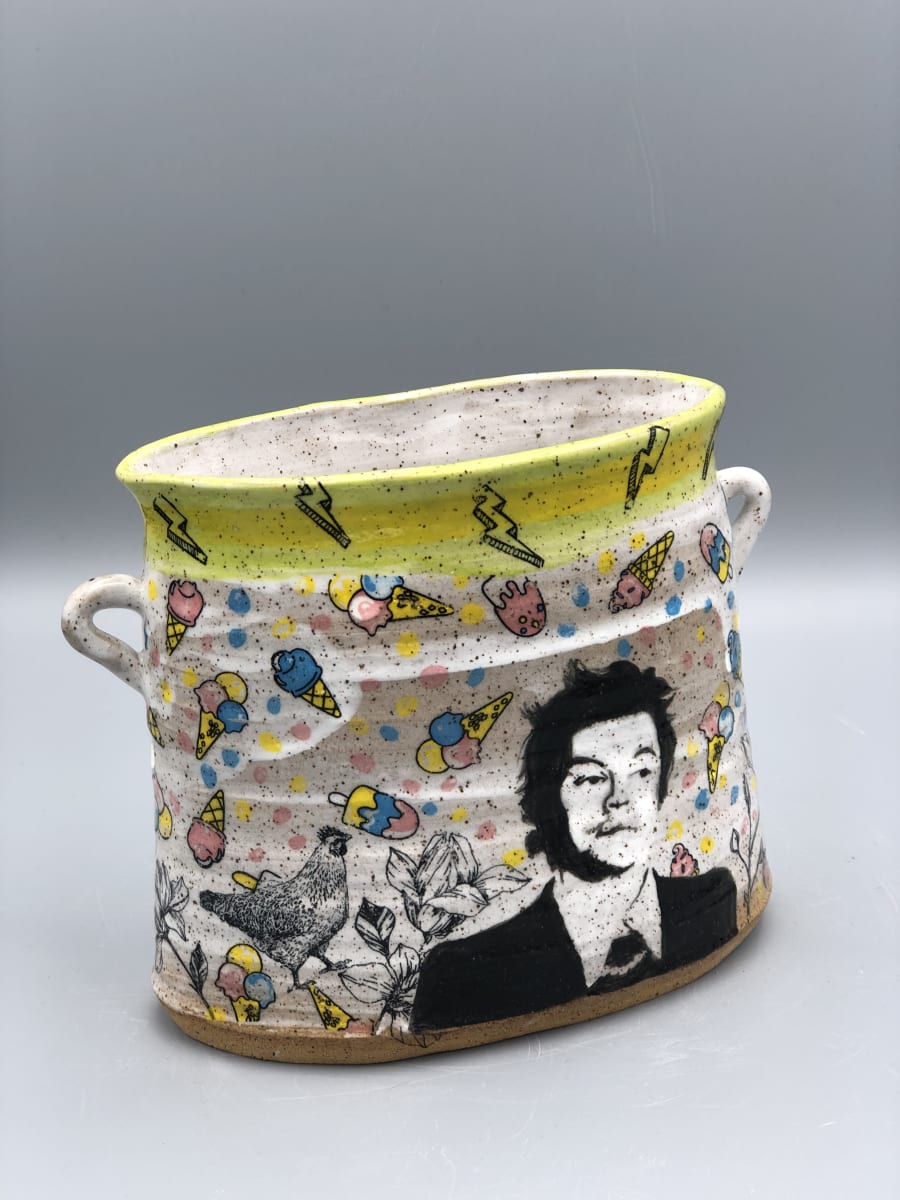 Harry Styles Oval Vase with Handles by Kira Buckley 