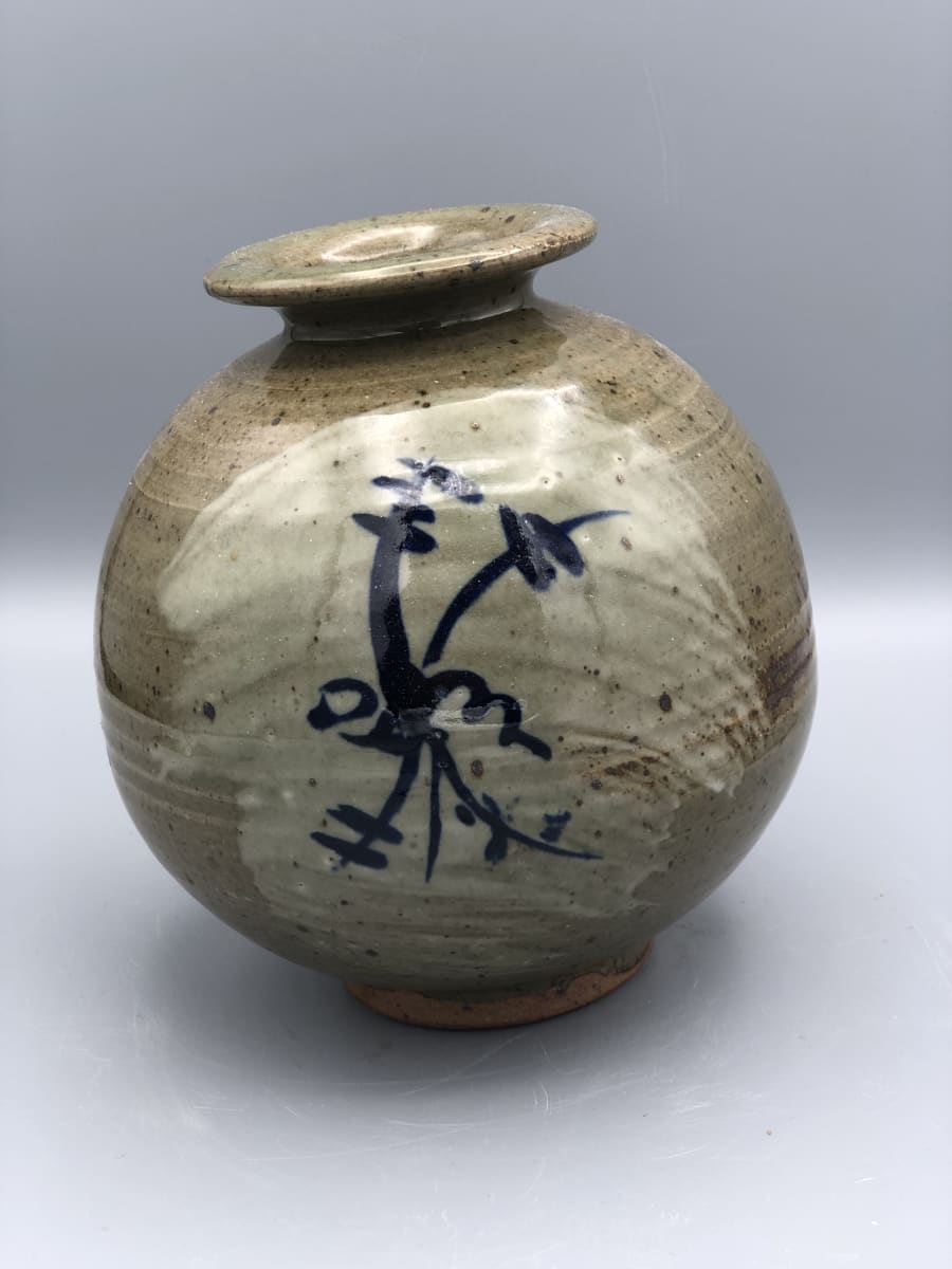 Round Vase with Hakame Brushwork by Mark Zamantakis 