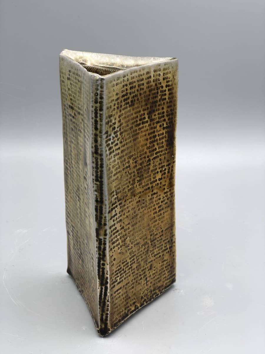 Triangular Vase with Binary Inscriptions by Michael Olson 