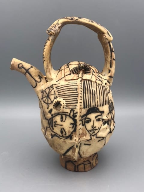 Teapot with Drawings by Ted Saupe 