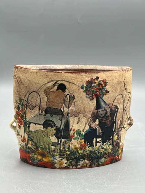 Old Man and Young Boy Envelope Vase by Eric Pardue 