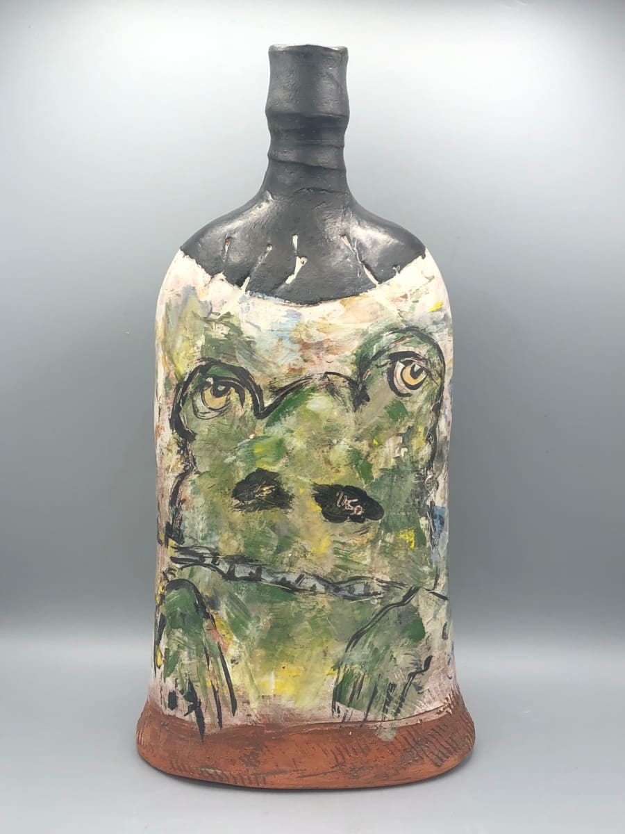 Frog and Cat Tall Vase by Ron Meyers, Image 4.