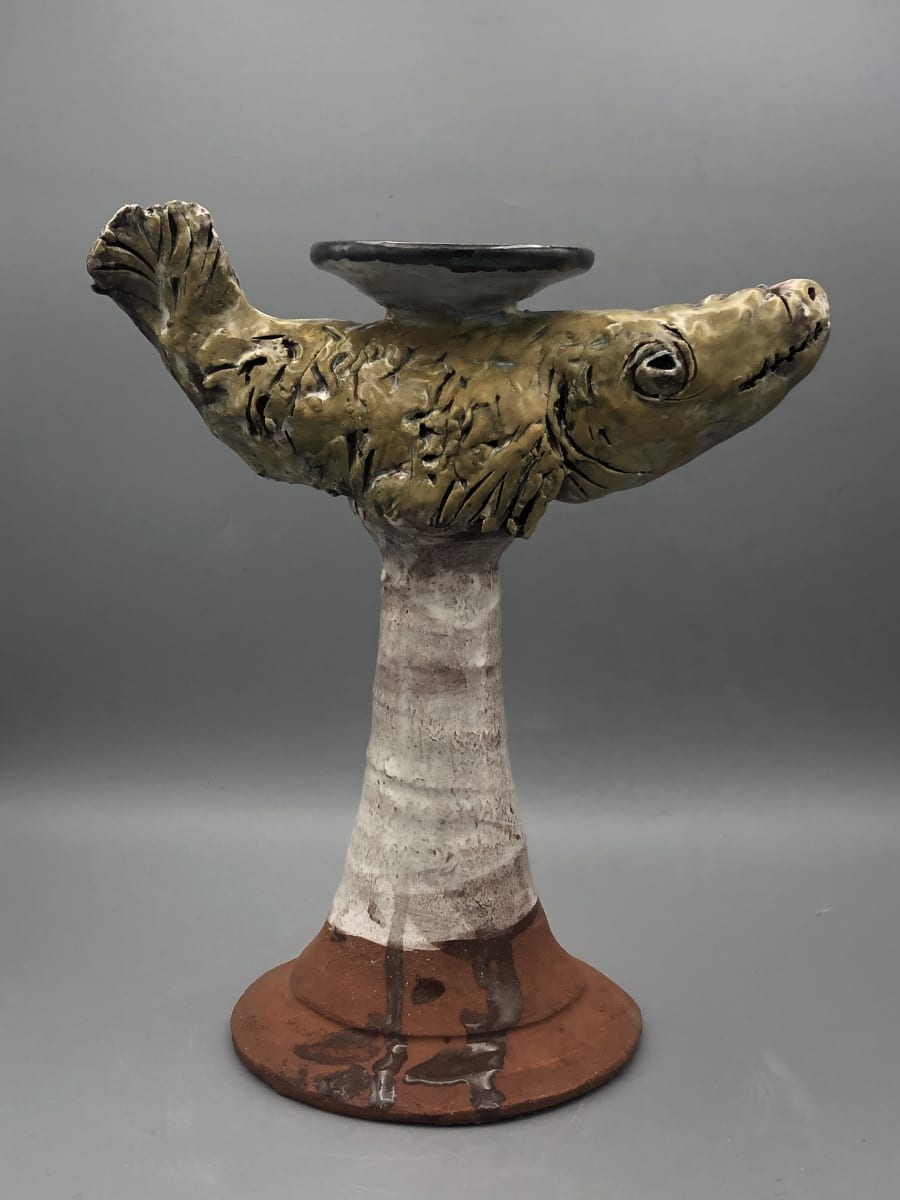 Green Fish Candlestick by Ron Meyers, Image 6.