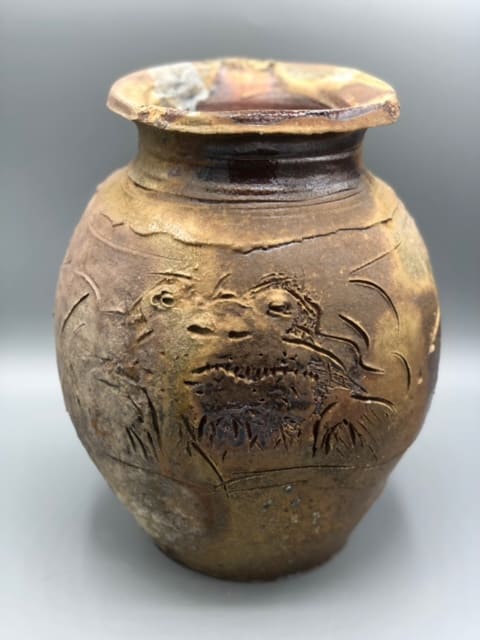 Salt-Fired Frog Vase by Ron Meyers 