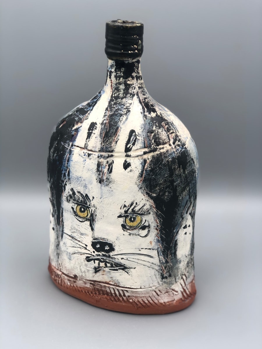 Bottle with Hare and Bull by Ron Meyers 