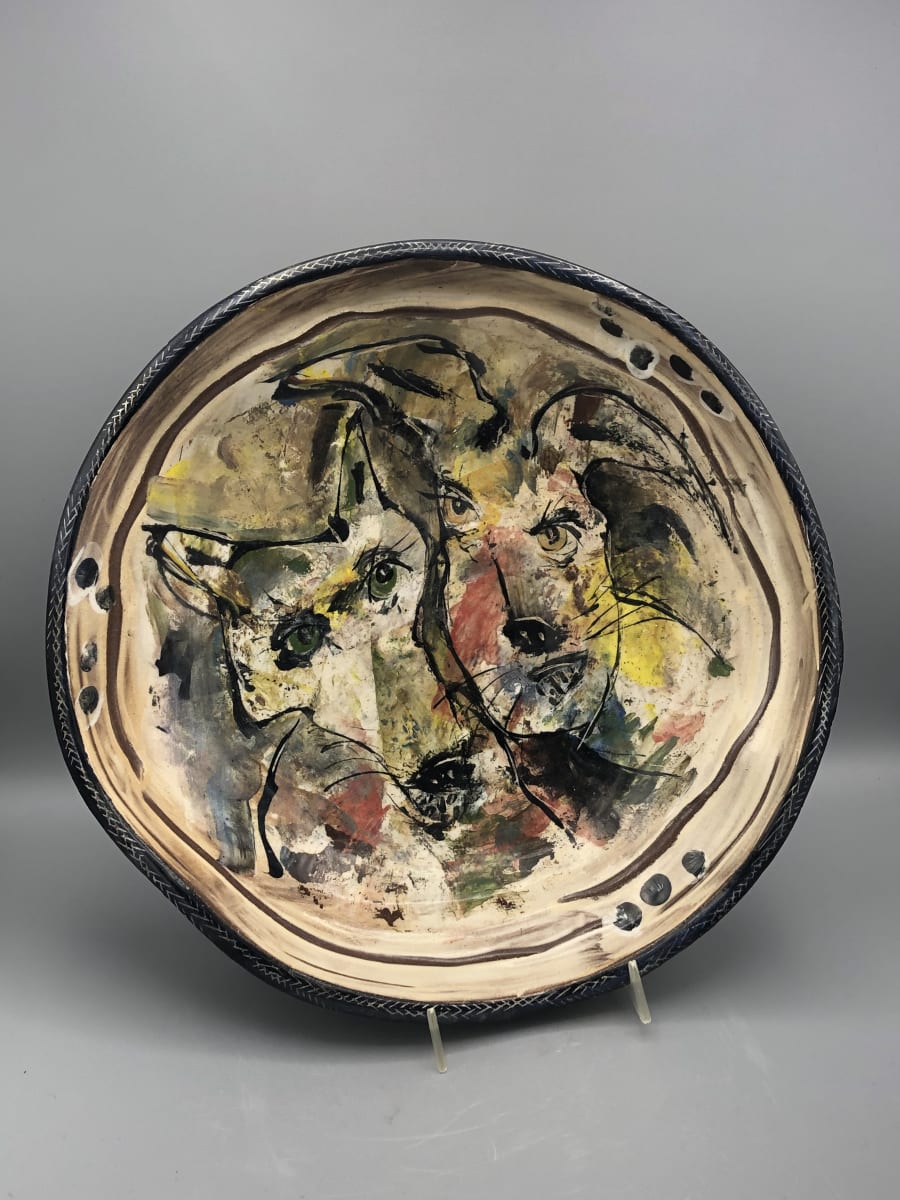 Fox and Rabbit Plate by Ron Meyers 