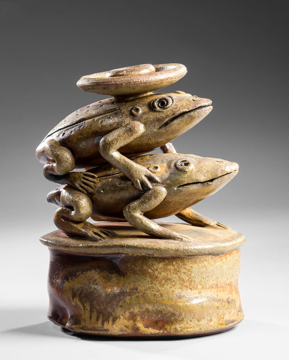 Two Frogs Candlestick by Stephen Driver, Image 1.