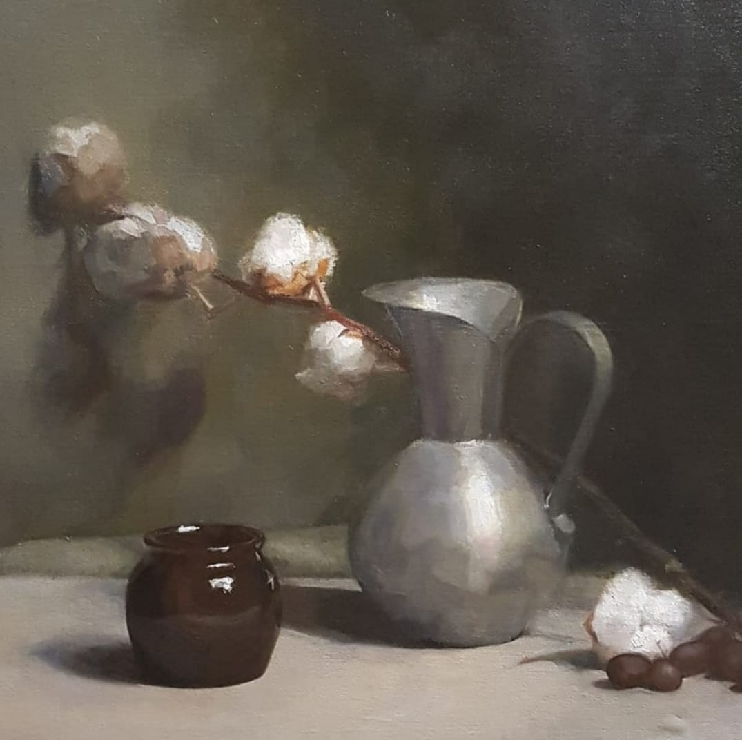 Academic still life- cotton and pitcher 