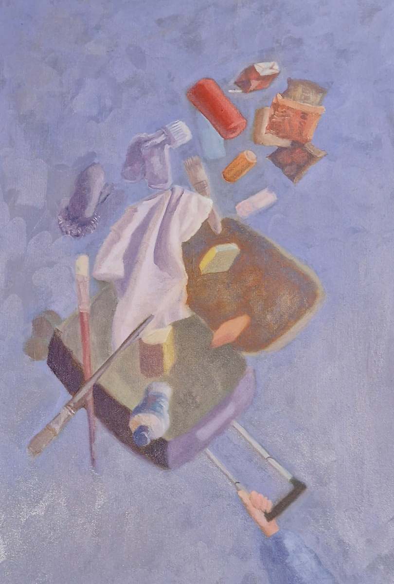 Full Page Illustrations by Linda Jen Art  Image: "Crash and Spill" - All the essentials fully packed into the suitcase were suddenly eveywhere.