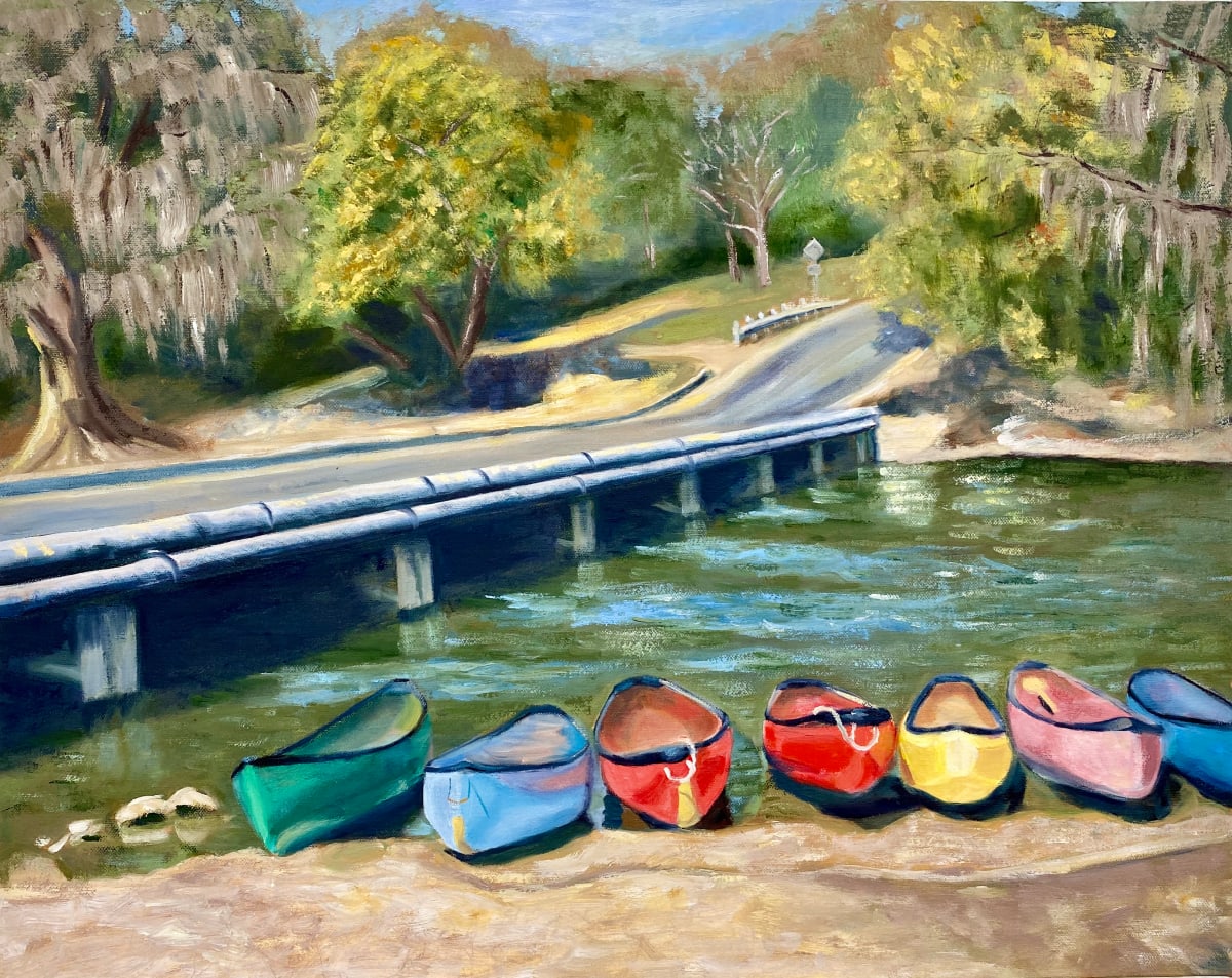 Canoes at the Old Gruene Bridge 