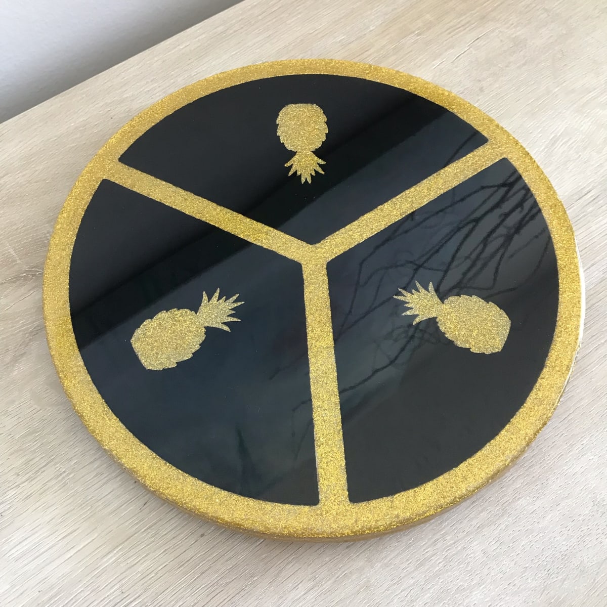 Black and Gold Pineapple Lazy Susan 