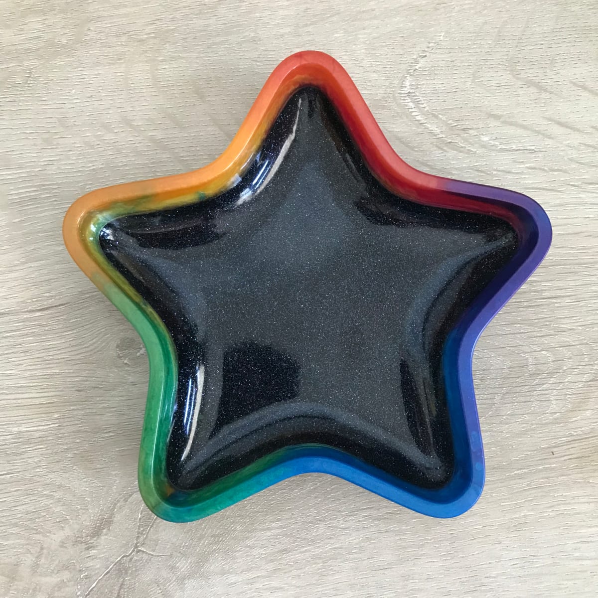 Rainbow and Black Glitter Star Tray / Trinket Dish by Colorvine by Kelsey 