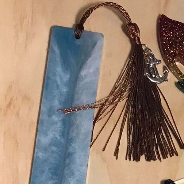 Ocean Bookmark with Anchor Charm by Colorvine by Kelsey 