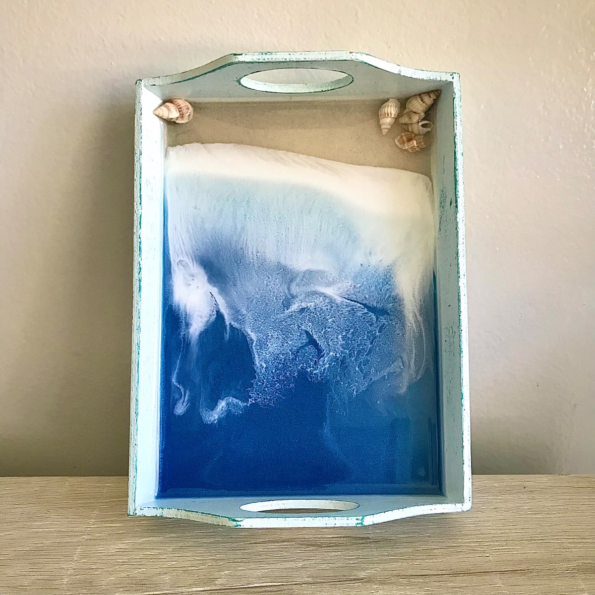 Wood Ocean Glow Resin Tray 