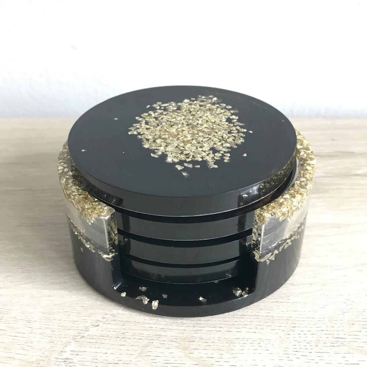 Black & Gold Coaster Set - Round 