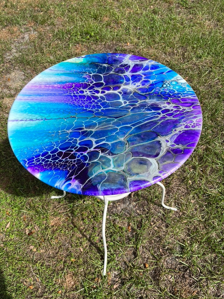 Side Table 24" by Christine Keyworth  Image: acrylic paint topped with tabletop epoxy resin