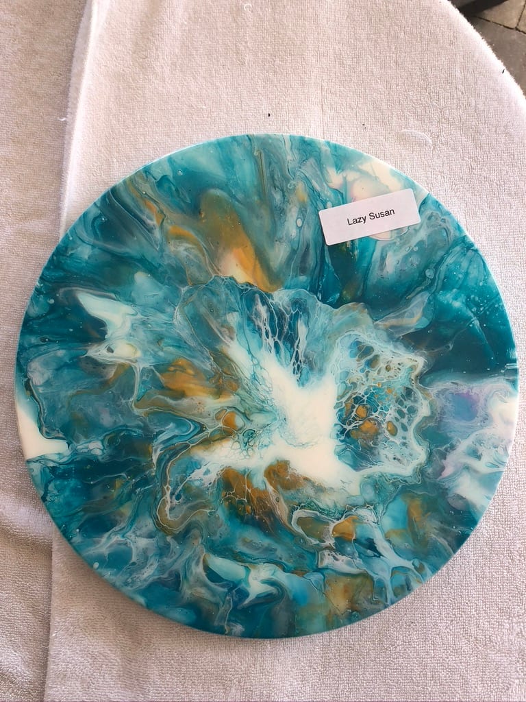 Lazy Susan shelee turquoise / gold by Christine Keyworth 