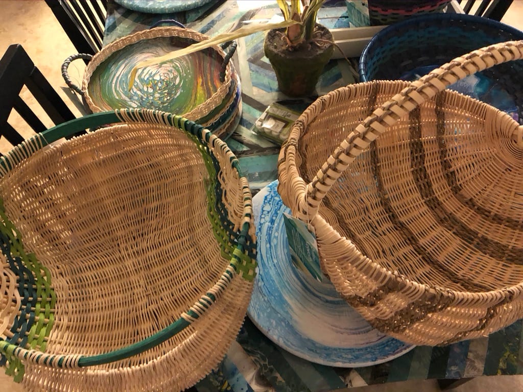 Woven Basket with Handle by Christine Keyworth 