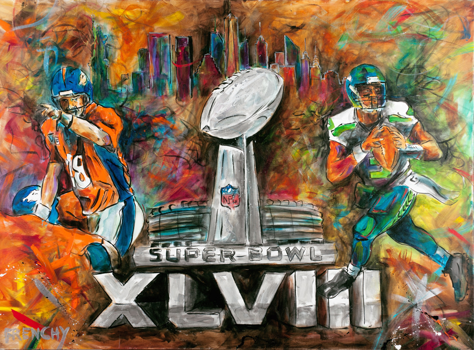 Peyton Manning Super Bowl 50 Painting by Jimmy James - Fine Art