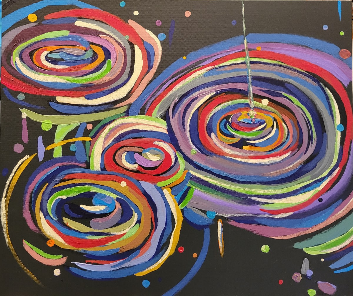 Rain Ripples on the Pond by Lynn Faiola 