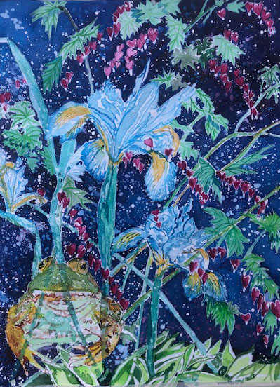 Frog Iris Bleeding Heart by Diane Rudzinski 