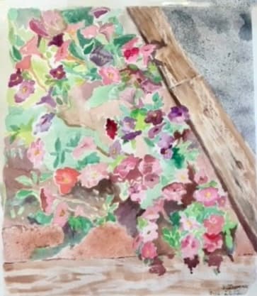 Petunias Near Sidewalk by Sandra Zisman 