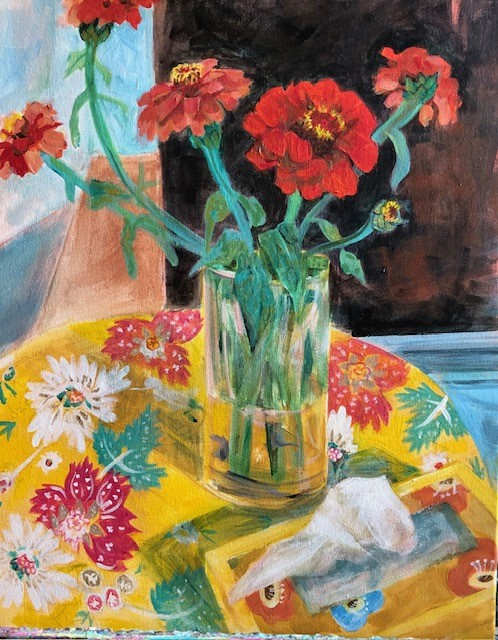 Nancy's Zinnias by Sonia Sniderman 