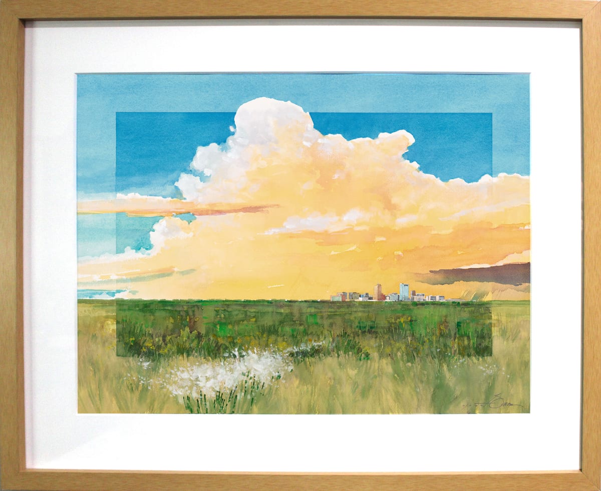 Land Of The High Sky by Baron Wilson  Image: Archival matted and framed original artwork. Wood frame, wired with "D" rings for hanging.