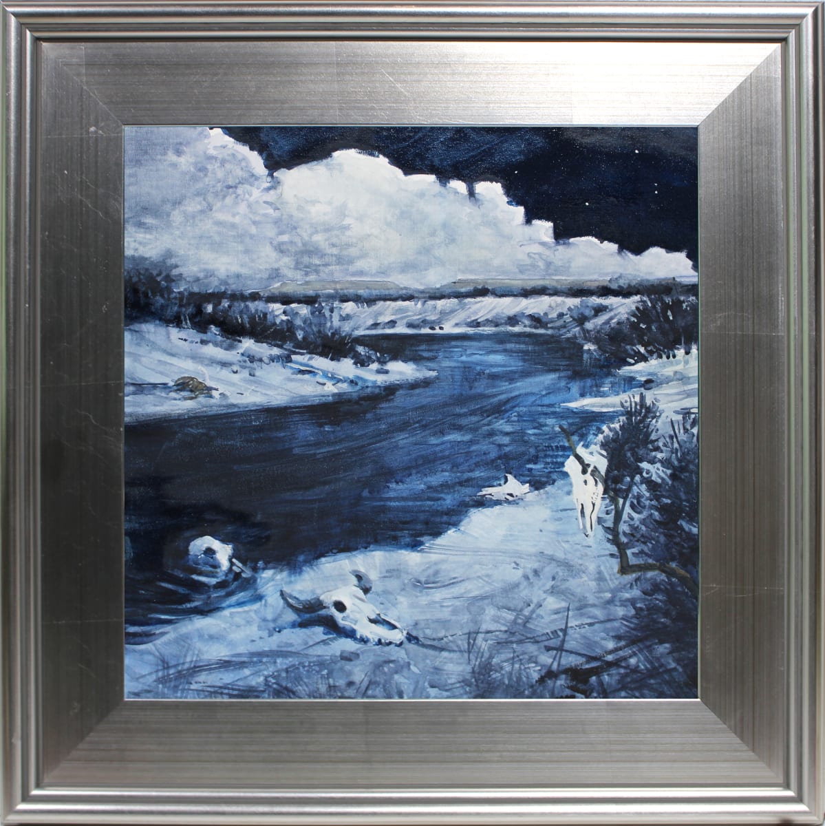Nocturne At Horsehead Crossing by Baron Wilson  Image: Framed oil painting of the famous crossing on the Rio Pecos with Castle Gap visible in the distance.