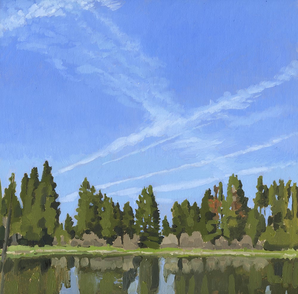 Contrails and Small Lake in Ochoco by Sarah F. Burns, Image 1.