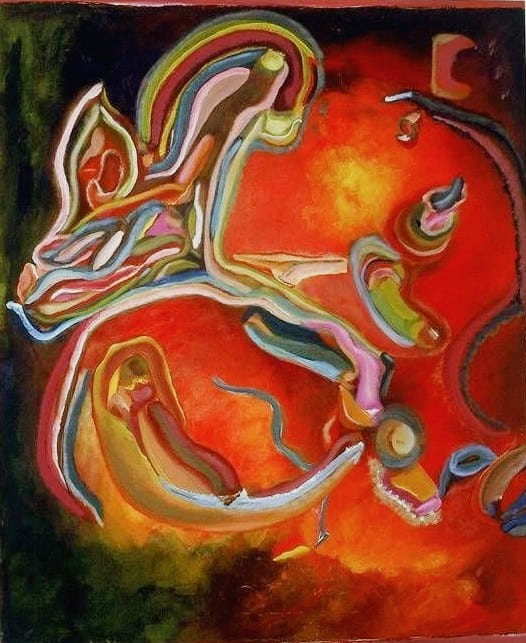 Alpha Dancing With Omega  Image: A signed limited edition of this original painting is available as a Giclée canvas reproduction for a donation amount of $5,600 to the Be Sensitive Foundation, via the Be Sensitive Art Gifting Project. 