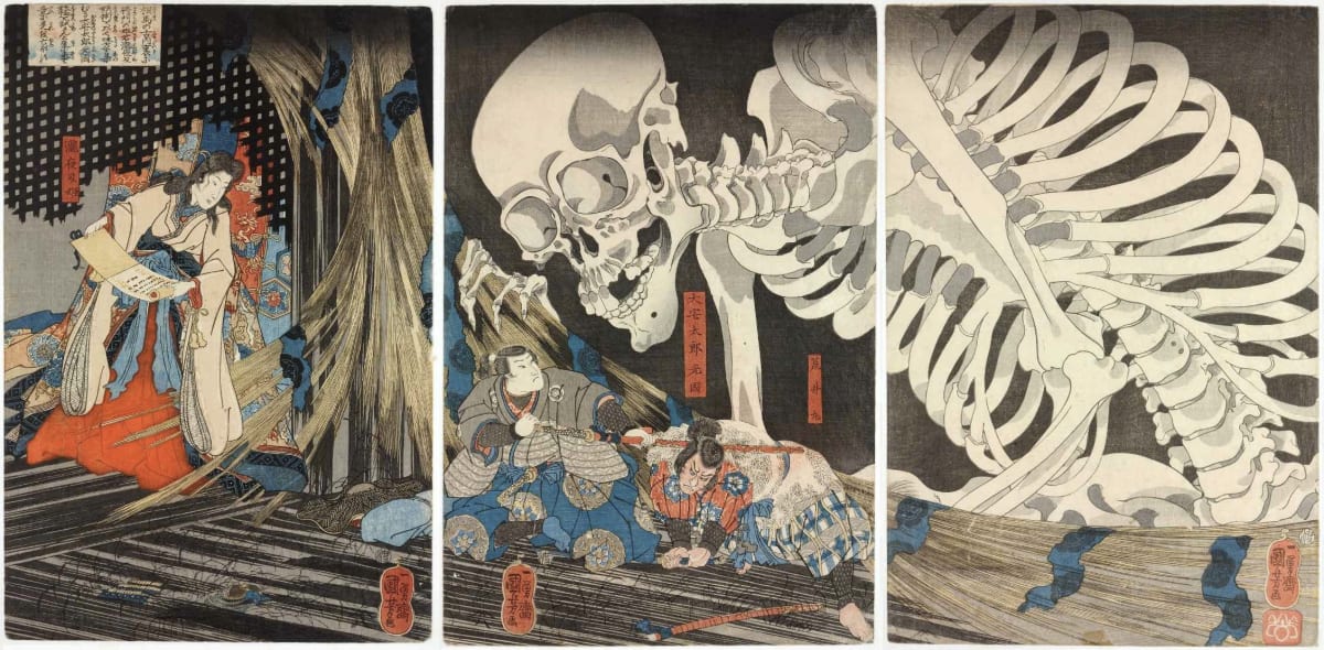 Mitsukuni Defying the Skeleton Spectre invoked by Princess Takiyasha, Japan by Utagawa Kuniyoshi 
