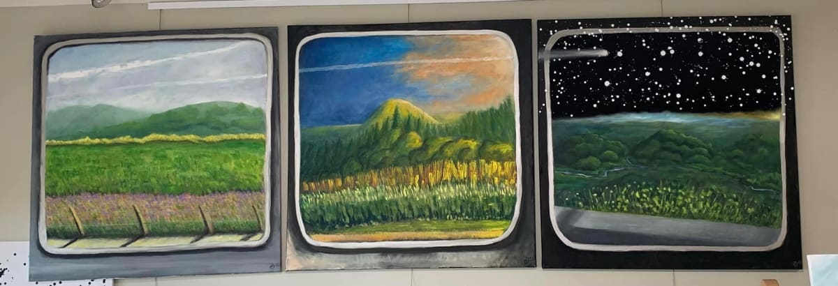 Train Trip(tych): To Dream by David Diethelm  Image: Three paintings making up one piece