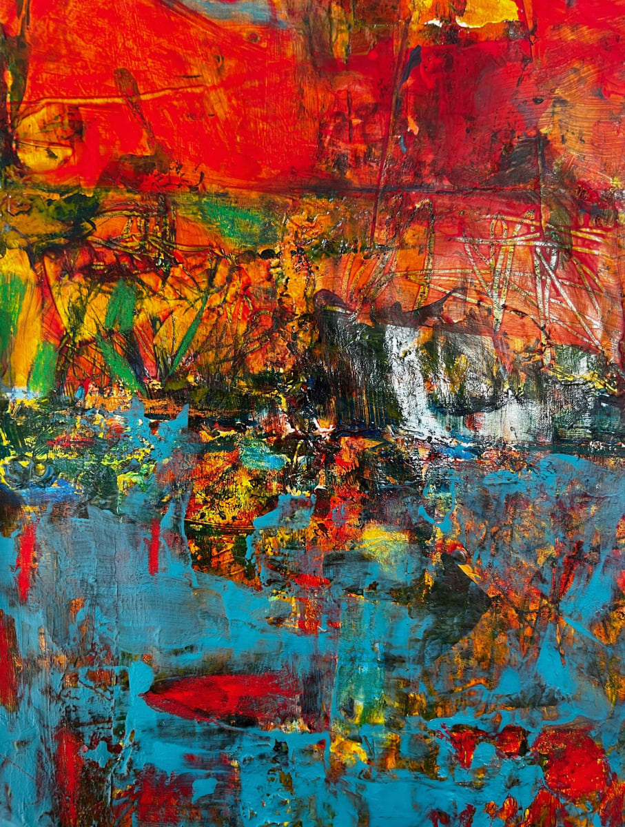 Red And Blue In Coversation by Mary Ann Leff 