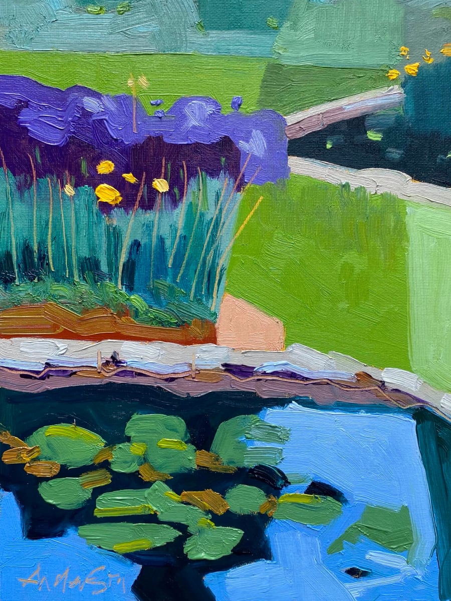 Iris By a Lily Pond by Michael Anderson 