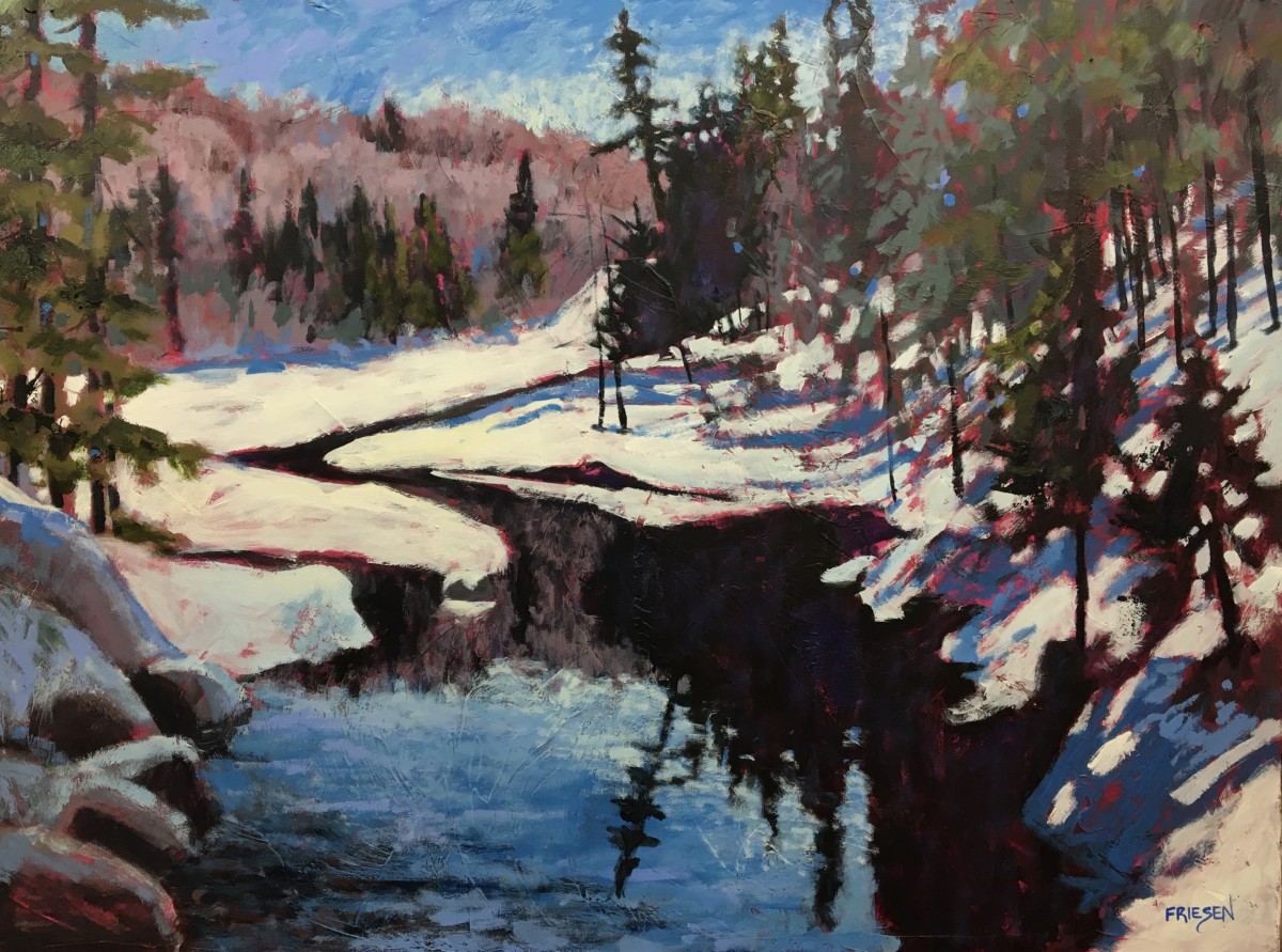 Winter Running River by Holly Friesen 