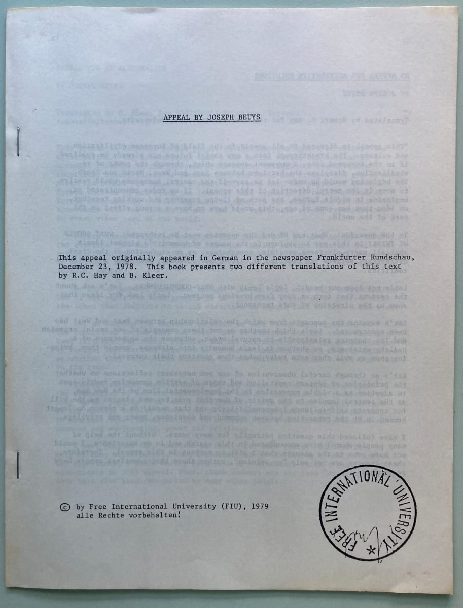Appeal by Joseph Beuys, Image 1.