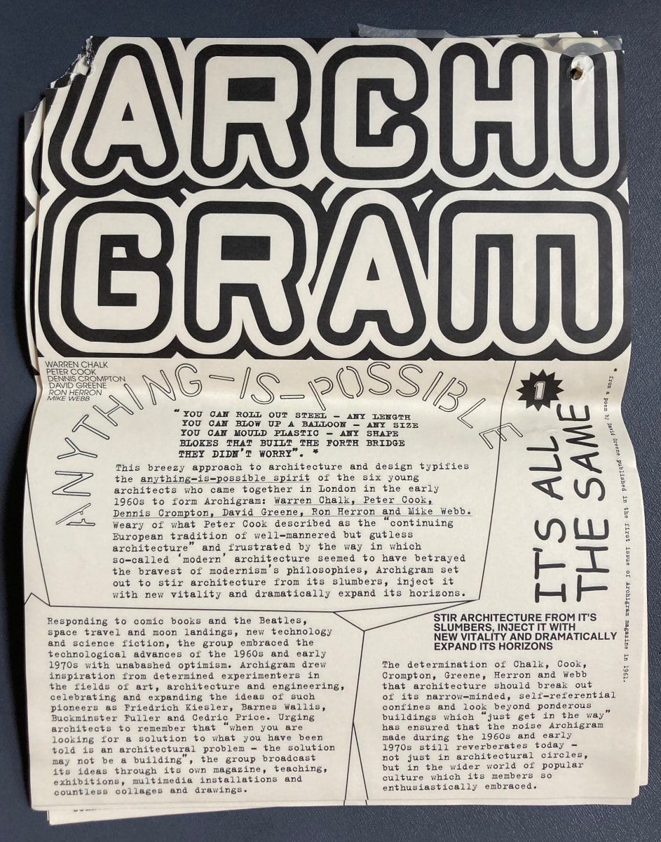Anything Is Possible pamphlet by Archigram, Image 1.