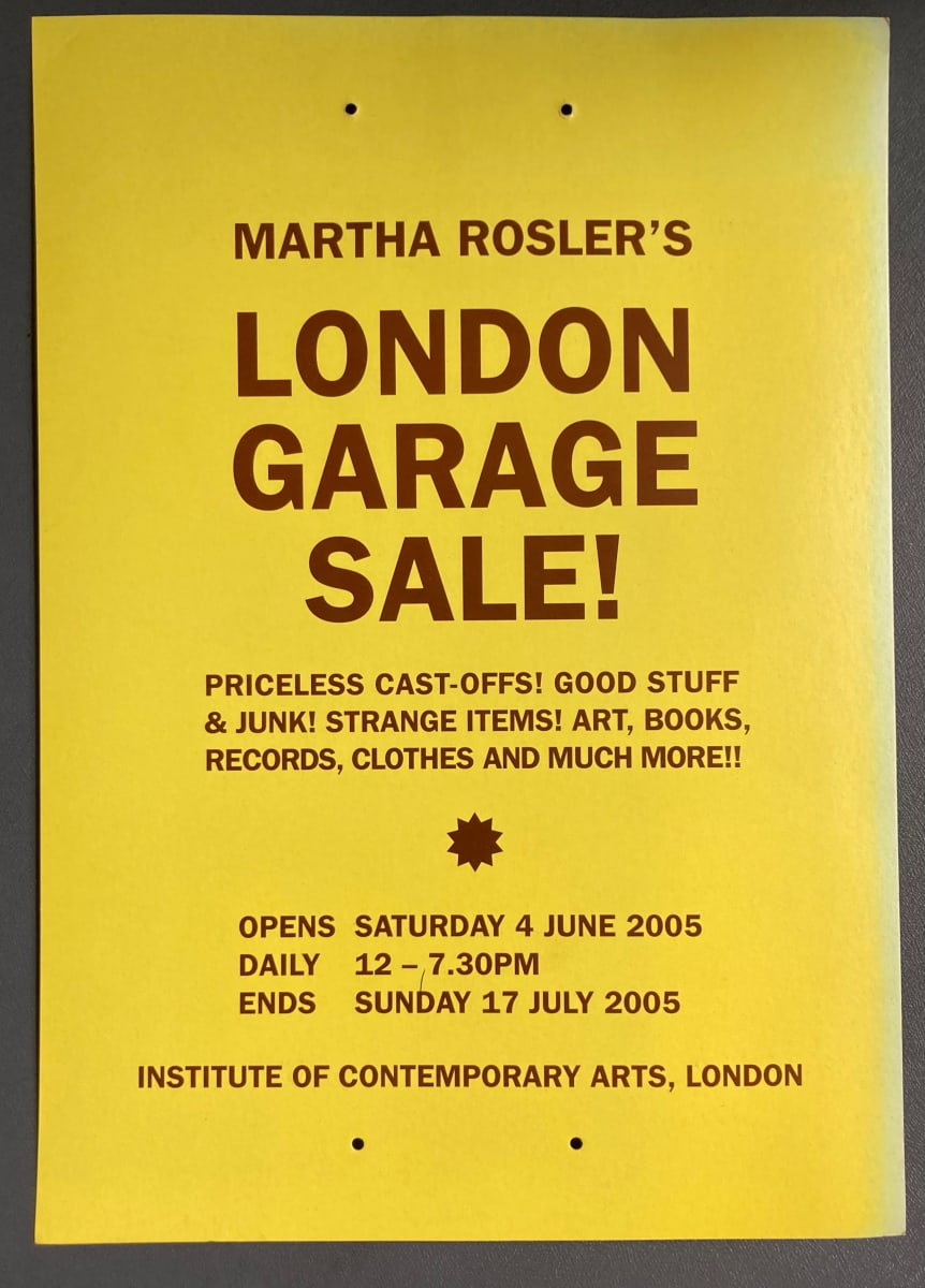 Martha Rosler's London Garage Sale by Martha Rosler 