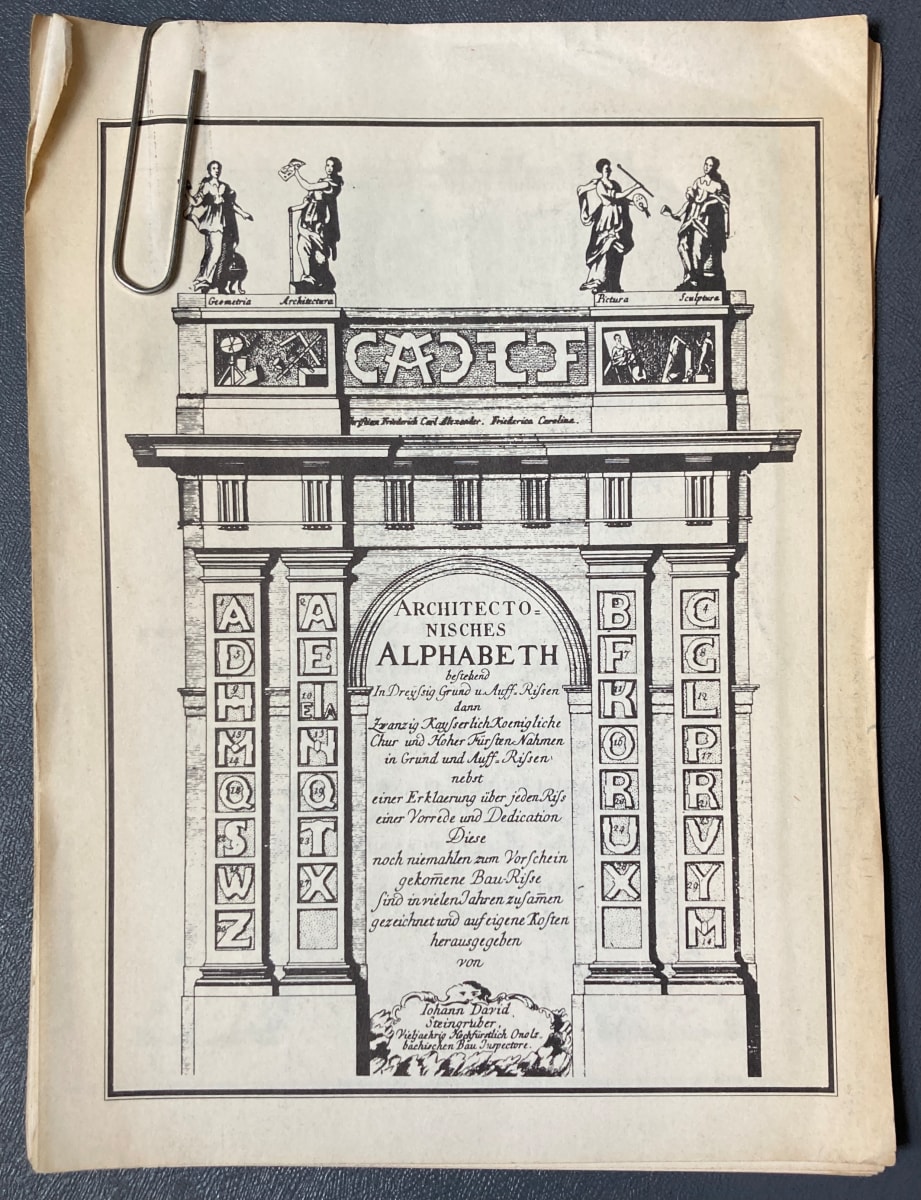 The Architectural Alphabet by Johann David Steingruber, Image 1.
