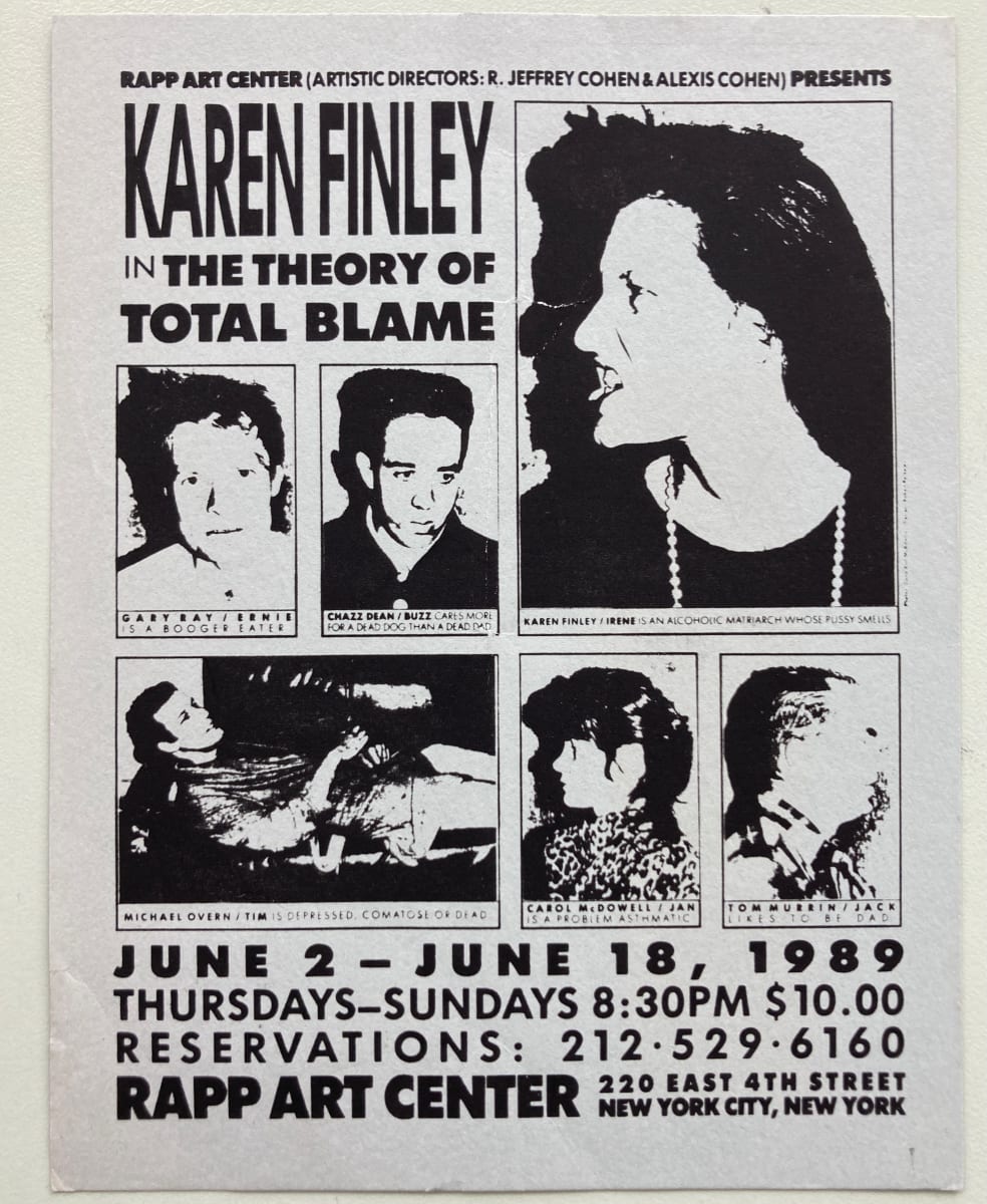 Karen Finley in The Theory of Total Blame by RAPP Art Center 