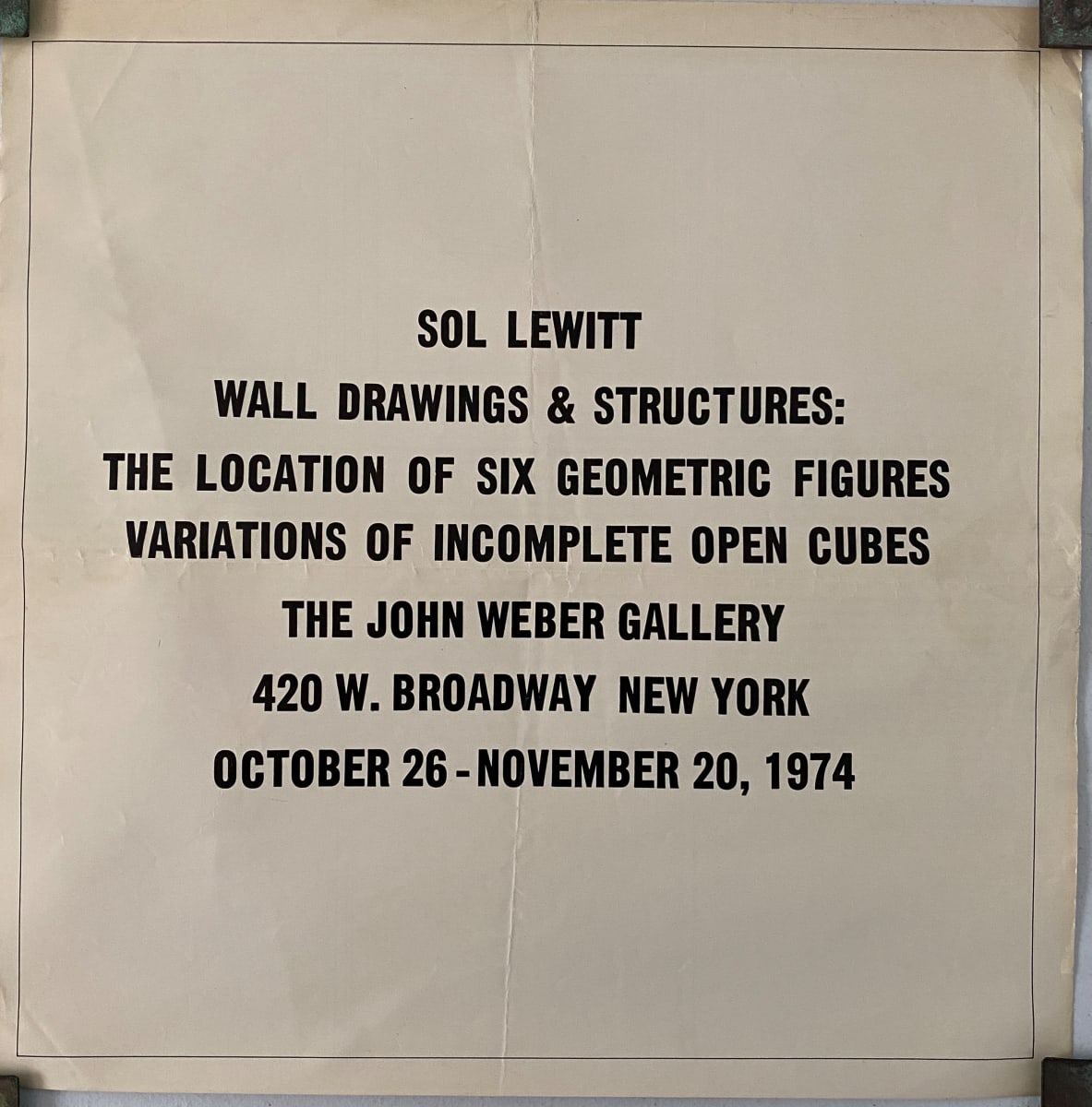 Sol Lewitt Wall Drawings & Structures Exhibition Poster by Sol Lewitt 