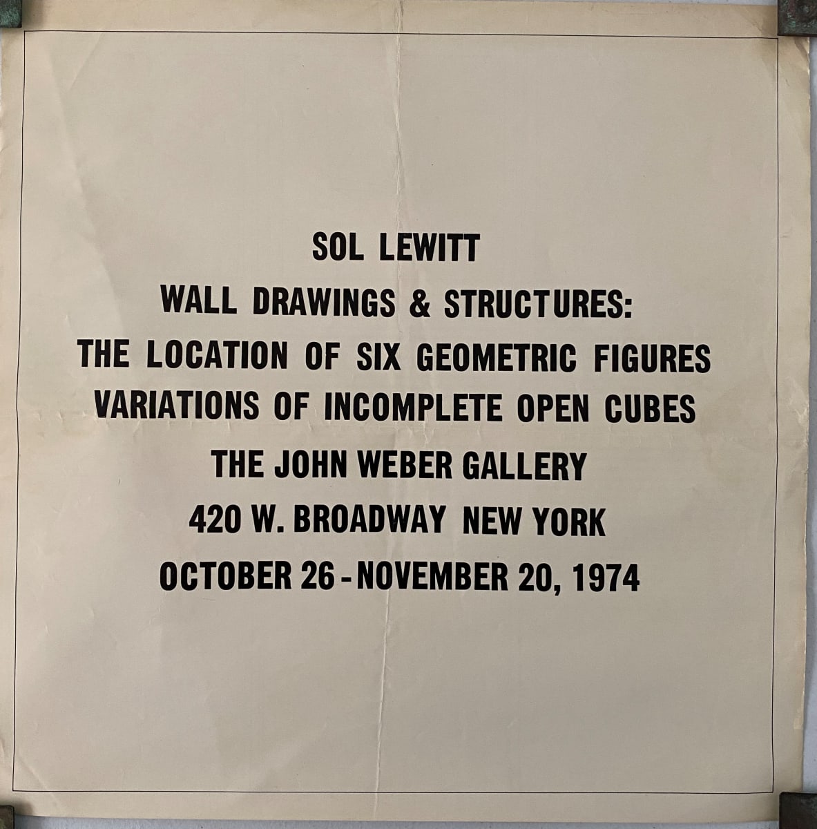 Sol Lewitt Wall Drawings & Structures Exhibition Poster by Sol Lewitt, Image 3.